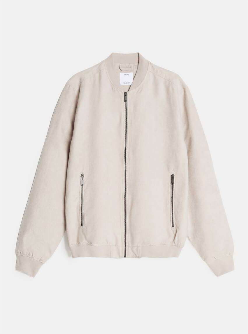 Faux Suede Bomber Jacket