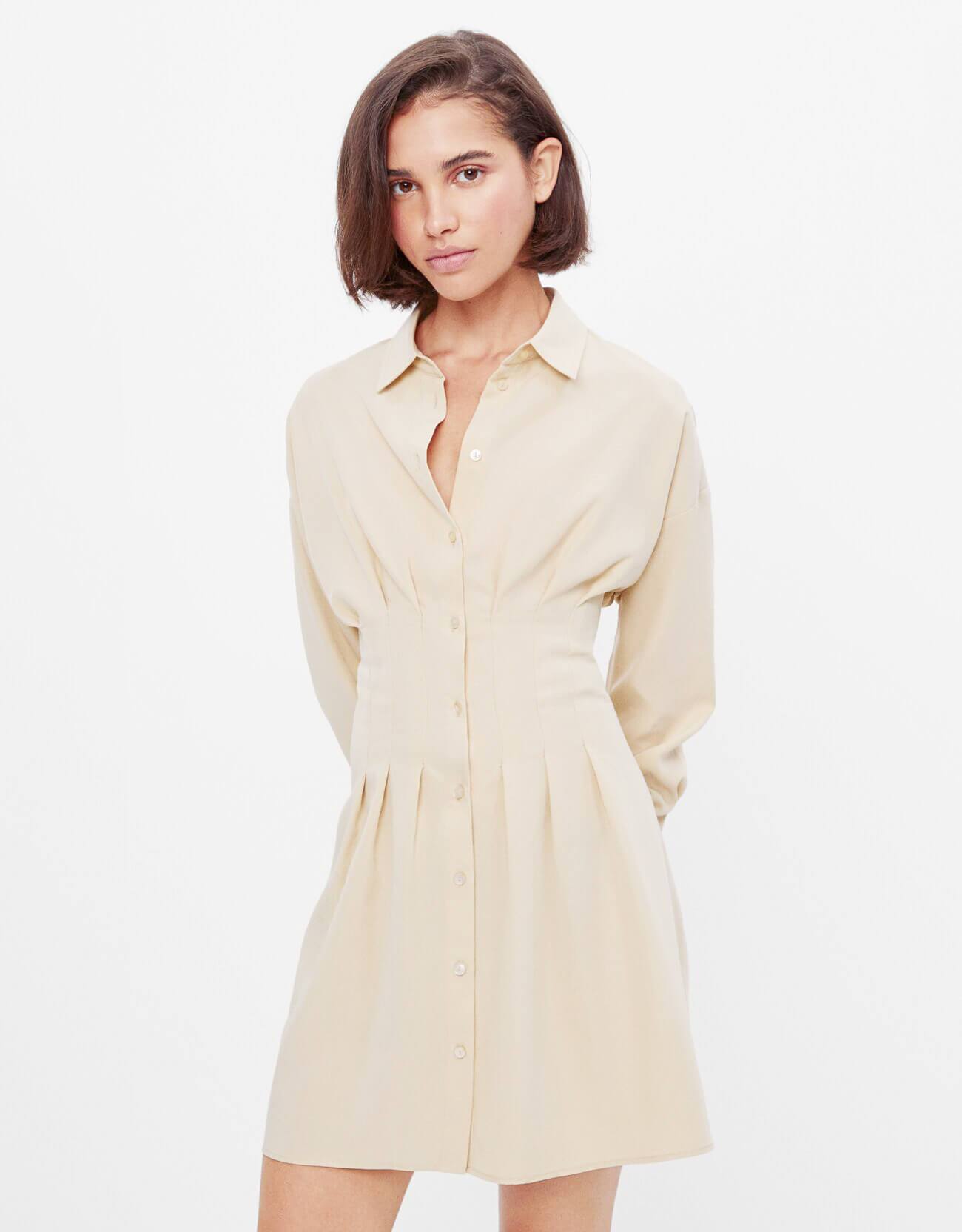 Pleated Shirt Dress