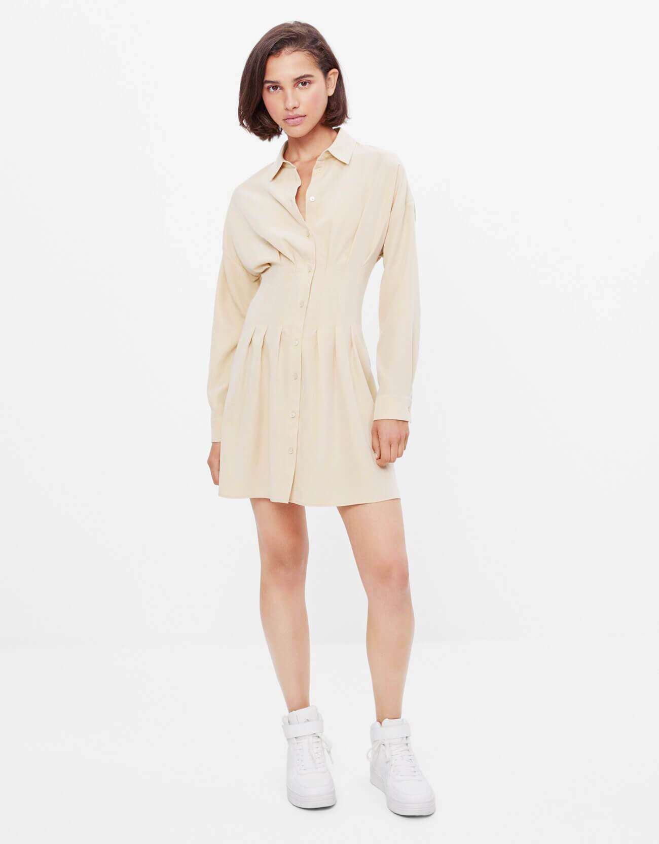 Pleated Shirt Dress