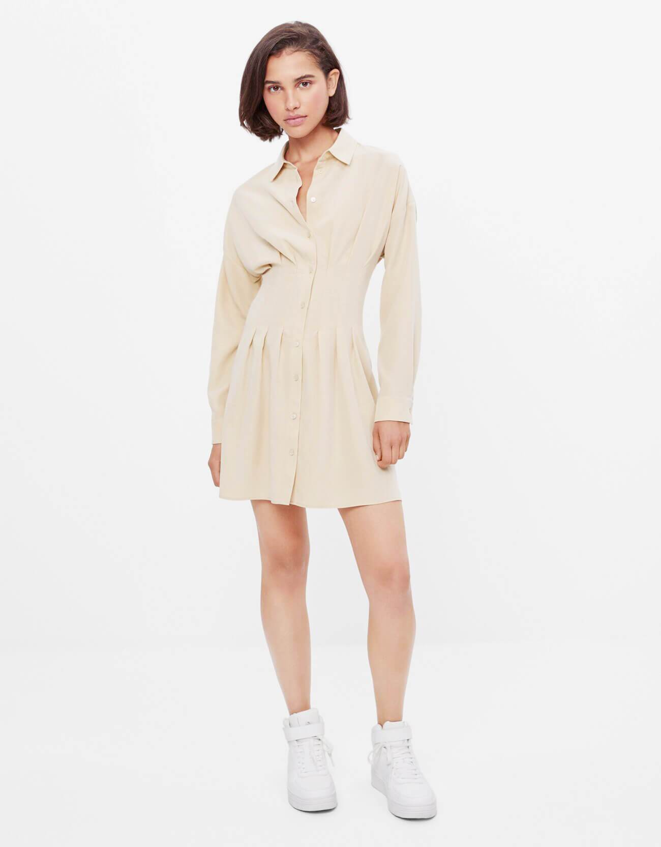 Pleated shirt dress