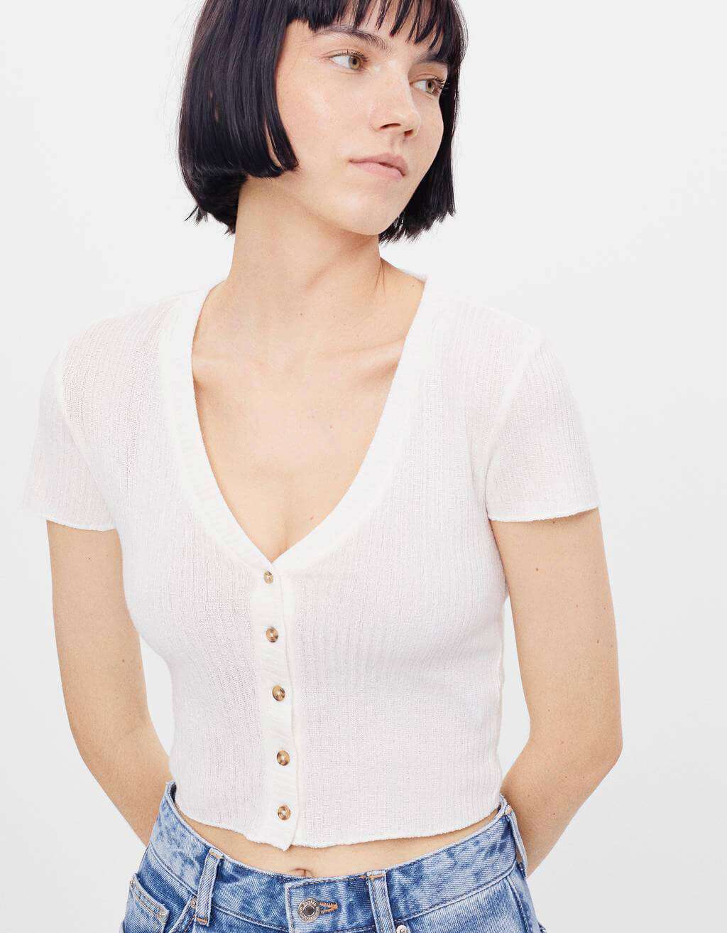 Short-Sleeved White Corset