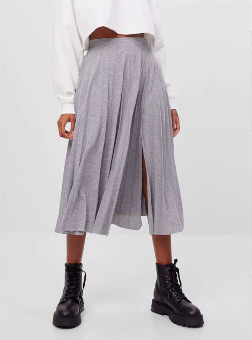 Pleated midi skirt