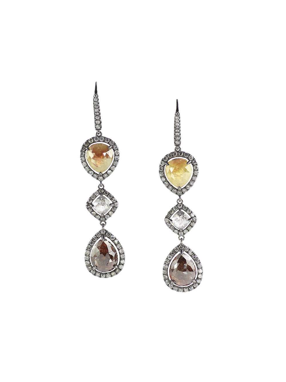 Yellow gold and diamond earrings