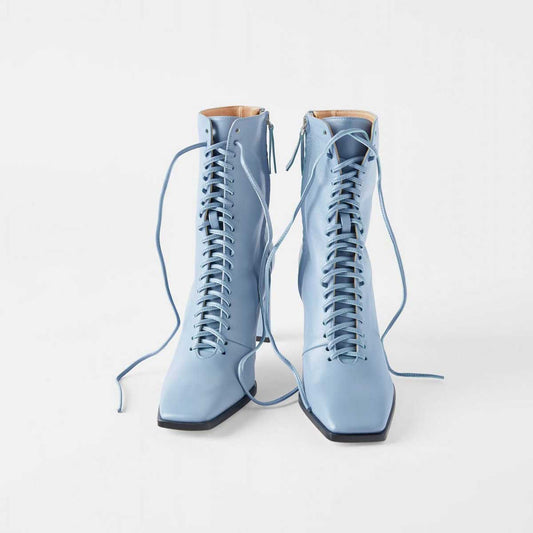 Elegant Blue Leather Boot